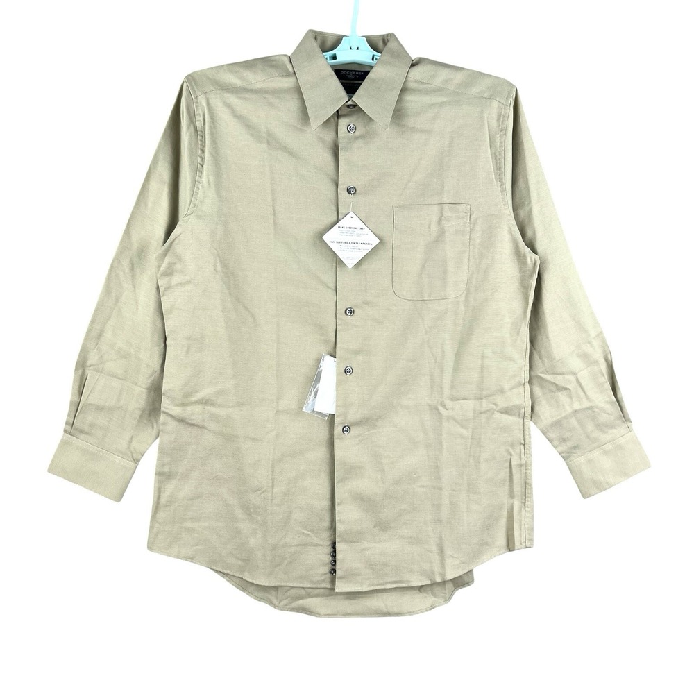 Dockers‎ Men's Tan Shirt Size 15-15.5 32-33 Regular Fit Long-Sleeve Buttons NWT